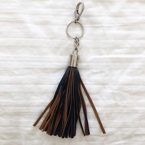 Navy Leather Tassel Keychain